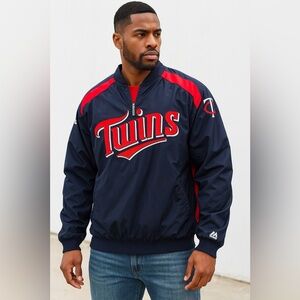 Minnesota Twins MLB Majestic Windbreaker Jacket XLNavy Red Authentic Collection